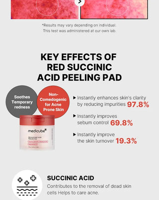 RED SUCCINIC ACID PEELING PAD, 70 pads