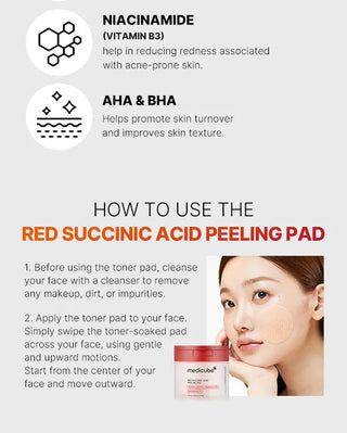 RED SUCCINIC ACID PEELING PAD, 70 pads